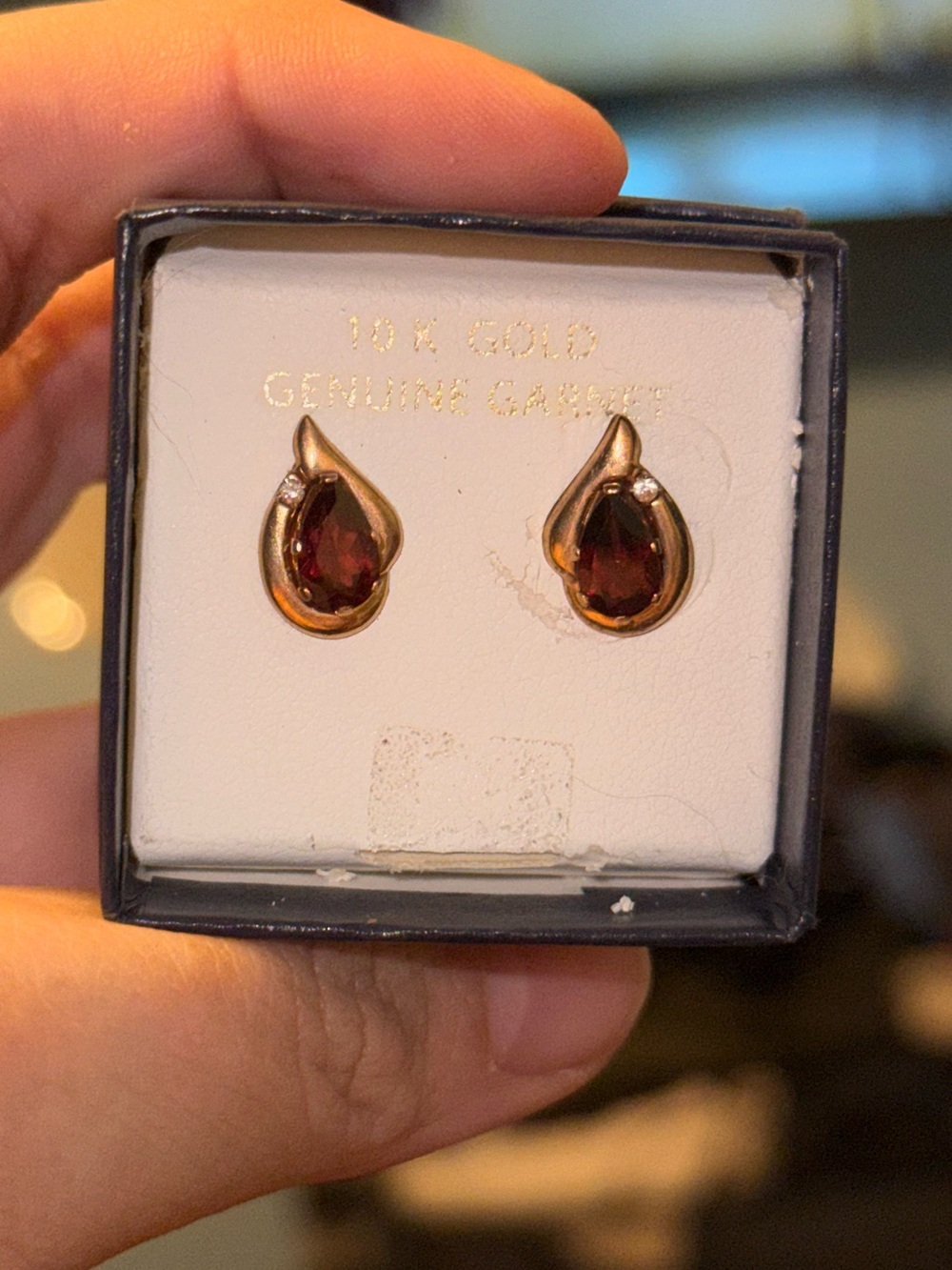 10K Gold Garnet Teardrop Earrings